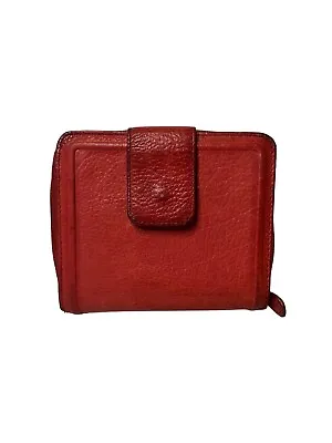 Vintage Red Wine Guang Tong Small Genuine Leather Wallet Button Closure • $24.95