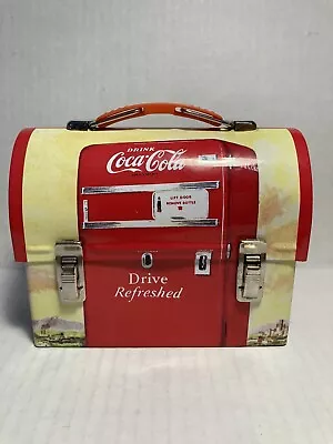 Coca Cola Mini Tin Lunch Box / Retro Design W/ 50's Vending Machine Yellow & Red • $11.61