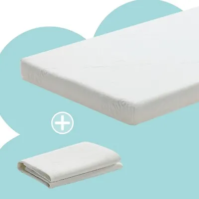 Flat Baby Crib Mattress Pad Memory Foam Mattress 38x26x3inch With 2 Cover • $34.98