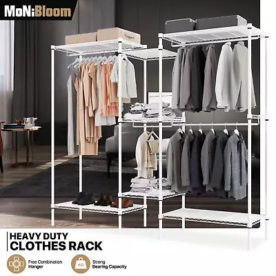 Adjustable Garment Rack Heavy Duty Clothes Organizer Metal Closet Storage Shelf • $169.99