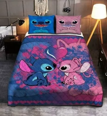 Stitch And Lilo Love 3D Quilt Bedding Set Ohana Family Twin Queen King Size • $110.99