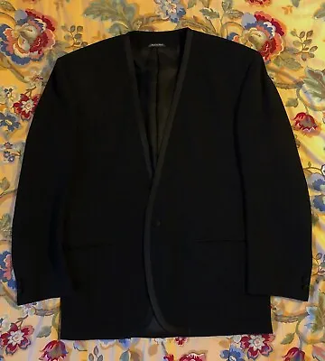 Vintage Italian Designer Mens Tuxedo Suit Black RARE No Lapel Beatles Style 42R  • $375