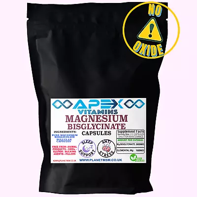 Magnesium Glycinate Capsules -  800mg - Clean - No Oxide - No Fillers • £7.49