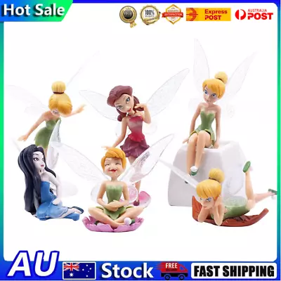 6x Tinkerbell Fairies Princess Peter Pan Figures Doll Toy For Cake Topper Decors • $14.93