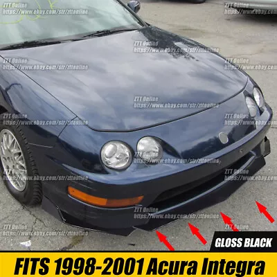 V Style Front Bumper Lip Splitter Gloss Black For 98-01 Acura Integra • $51.31