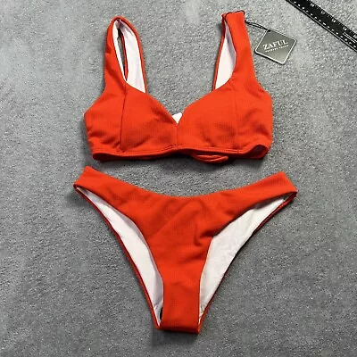 Zaful Women's Small 2-Piece Bikini Set In Red-Orange • $5.92