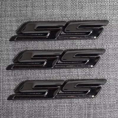 For SS Badge Fender Trunk Emblem Decal Gloss Black -3x • $14.90