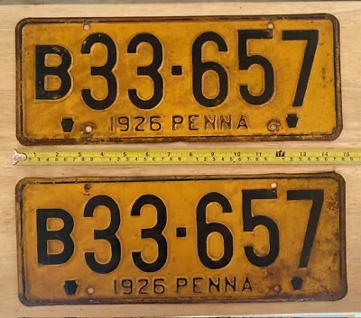 1926 PENNSYLVANIA License Plate # B33-657     PAIR • $24.99