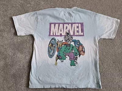 Primark Marvel Superhero Blue White T-Shirt Boys 6-7 Years • £0.99