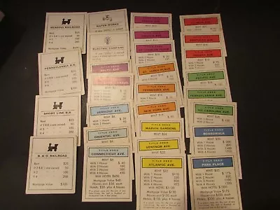 Parker Brothers Monopoly Game Parts--28 Property Cards - Used • $2.95