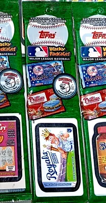 2016 Topps MLB Wacky Packages VALUE Pack 22 Sticker Cards + 2 Exclusive Stickers • $10.90