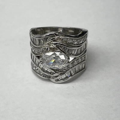$80 • Buy Vintage Sterling Silver Cubic Zirconia Ring Jose Hess Size 8