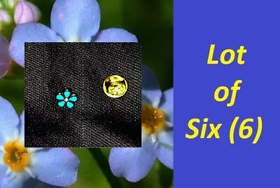 LOT 6 NEW Masonic Forget Me Not Flower W Gem Stone  Freemason Lapel Pin Lite Blu • $19.89