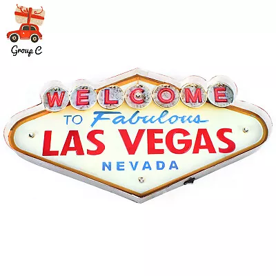 Retro Welcome To Fabulous Las Vegas Nevada Metal Neon Light Bar Sign Wall Decor • $32.83