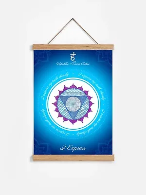 Throat Chakra A3 Poster With Mantra And Affirmation | Vishuddha • £15.15