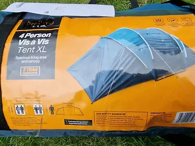 Halford 4 Person Tunnel (Vis A Vis) Tent XL Once Used. PARTS  MISSING. SEE NOTES • £43