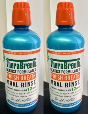 $33.99 • Buy 2X THERABREATH FAMILY/JUMBO SZE Fresh Breath Oral Rinse Icy Mint 33.8 Oz Ex 2/25