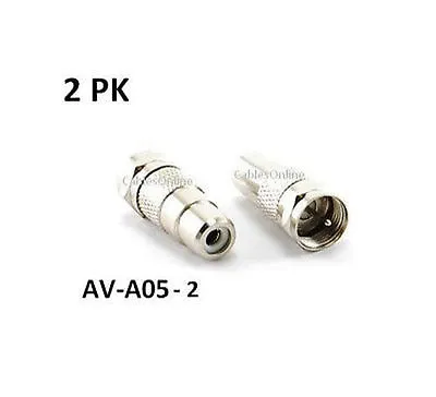 2pk RCA Jack To F-Type Connector Plug Adapter AV-A05-2 • $5.50