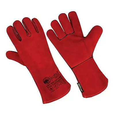 Wood Burner Gloves Welding Heat Resistant Gauntlets TIG MIG Spark Proof Red XL • £7.99