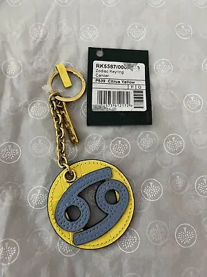 Mulberry Citrus Yellow Zodiac Leather Keyring Cancer RRP £105 Brand New • £38