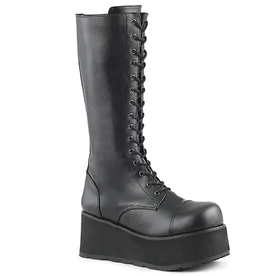 DEMONIA TRA502/B/BPU Men's Gothic Punk Black 3 1/4  Platform Knee High Boots • $107.95