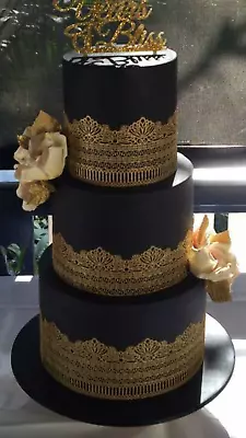 4 EDIBLE SUGER LACES Wedding Anniversary Baby Shower Birthday CAKE CUPCAKE TEA  • $24.17