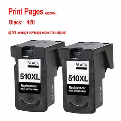 £28.26 • Buy Remanufactured 2 BK Ink For Canon PG510 Pixma MP495 IP2700 MP270 MP280 MP480