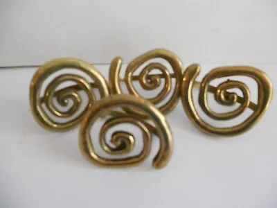 $15 • Buy Vintage Napkin Rings Set Of 4 Matching Solid Brass / Made In India /Nice Patina