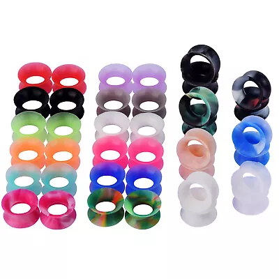 2pcs Thin Silicone Ear Gauges Flexible Flesh Tunnels Expander Stretching Plugs • $6.97