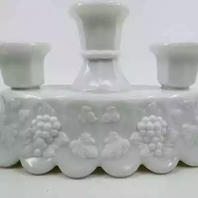 Westmoreland Paneled Grape White Candelabra Candle Holder Set Milk Glass Decor • $68