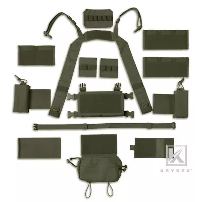 KRYDEX Micro Fight Chassis Chest Rig Modular Pouch Accessories Ranger Green Lot • $12.95