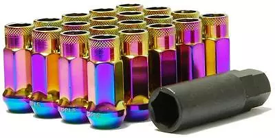 Muteki Sr48 Neo Chrome Steel Open End Lug Nuts 12x1.5mm 20 Pcs 48mm Extended • $90