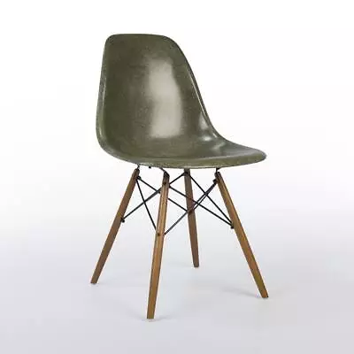 Herman Miller Eames Chair Olive Green Original Vintage DSW Dining Side Chair • £475