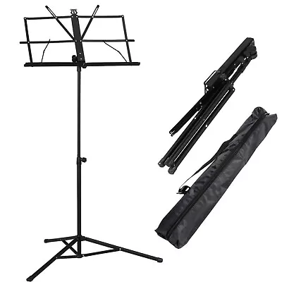 Sheet Music Book Stand + Carrying Bag Portable Folding Metal Stand Adjustable • £7.95