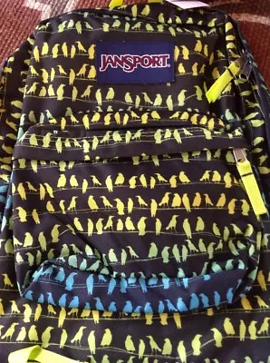 $59.99 • Buy Jansport GREEN ALIEN BIRDS On WIRE Counting CROWS SuperBreak School Bag Backpack