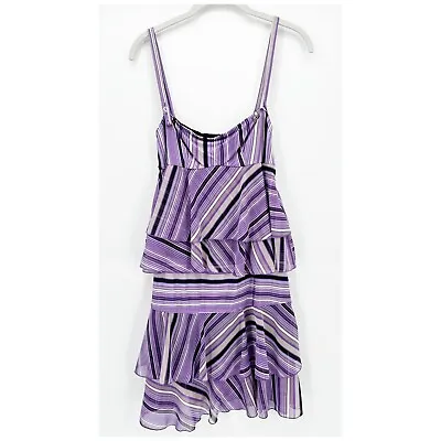 MISS SIXTY COLLECTION Y2k Purple Stripe Ruffle Tiered Casual Dress XS • $12.89