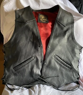 Gilet In Pelle Uomo - Vera Pelle Bovina 1.2mm, 8 Tasche, Lacci Regolabili