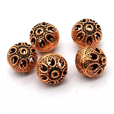 8 Pcs 12mm Bali Filigree Bead Oxidized Copper Jewelry Making Bead Mt-457 • $5.99