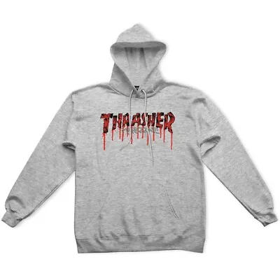 Thrasher - Blood Drip Hood Jumper Ash Grey Hoodie Pullover • $133.49