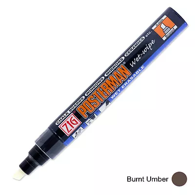 Zig Posterman Wet Wipe Marker - Broad - Burnt Umber (Pack Of 12) • £33.12