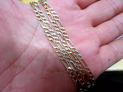 LQQK Real 14K Yellow Gold Figaro Link Chain Necklace 22.25  Italy Men Ladies • $1012.29