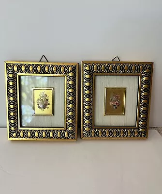 Vintage Mini Framed Picture Gold Leaf Art Made In Italy Gold Tone And Black • $20