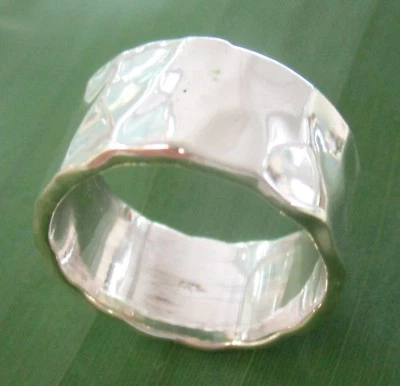 $47.99 • Buy 100% REAL 925 Sterling Silver SOLID & THICK 9mm Flat HAMMERED Wedding Band Ring 