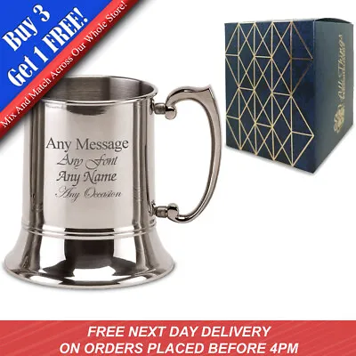 Personalised Engraved Metal Tankard Gift Boxed Personalise Any Message • £23.95