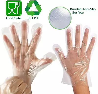 £0.99 • Buy Disposable Plastic Catering Gloves Food Safe Grade Polythene Large Or Medium UK