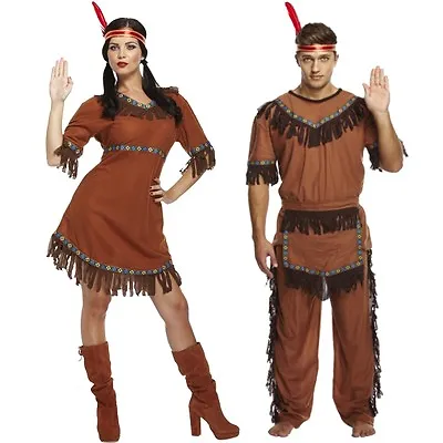 Adult Men & Women His & Hers Native American Red Indian Fancy Dress Costume  • £24.99