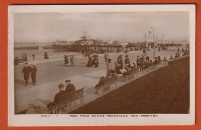 £1 • Buy 1929 Real Photo Postcard, Pier From Marine Promenade, New Brighton