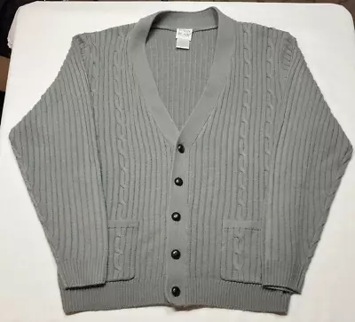 John Blair Mens Cardigan Button Down Grey Large Button Pockets Sweater Size L • $29.99