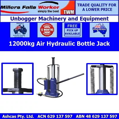 Millers Falls TWM 12000kg Air Hydraulic Floor House Or Truck Bottle Jack  • $122