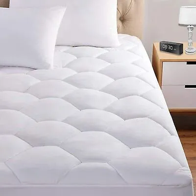 Quilted Mattress Protector Extra Deep Fitted Bed Cover Single Double King Sizes • £7.93